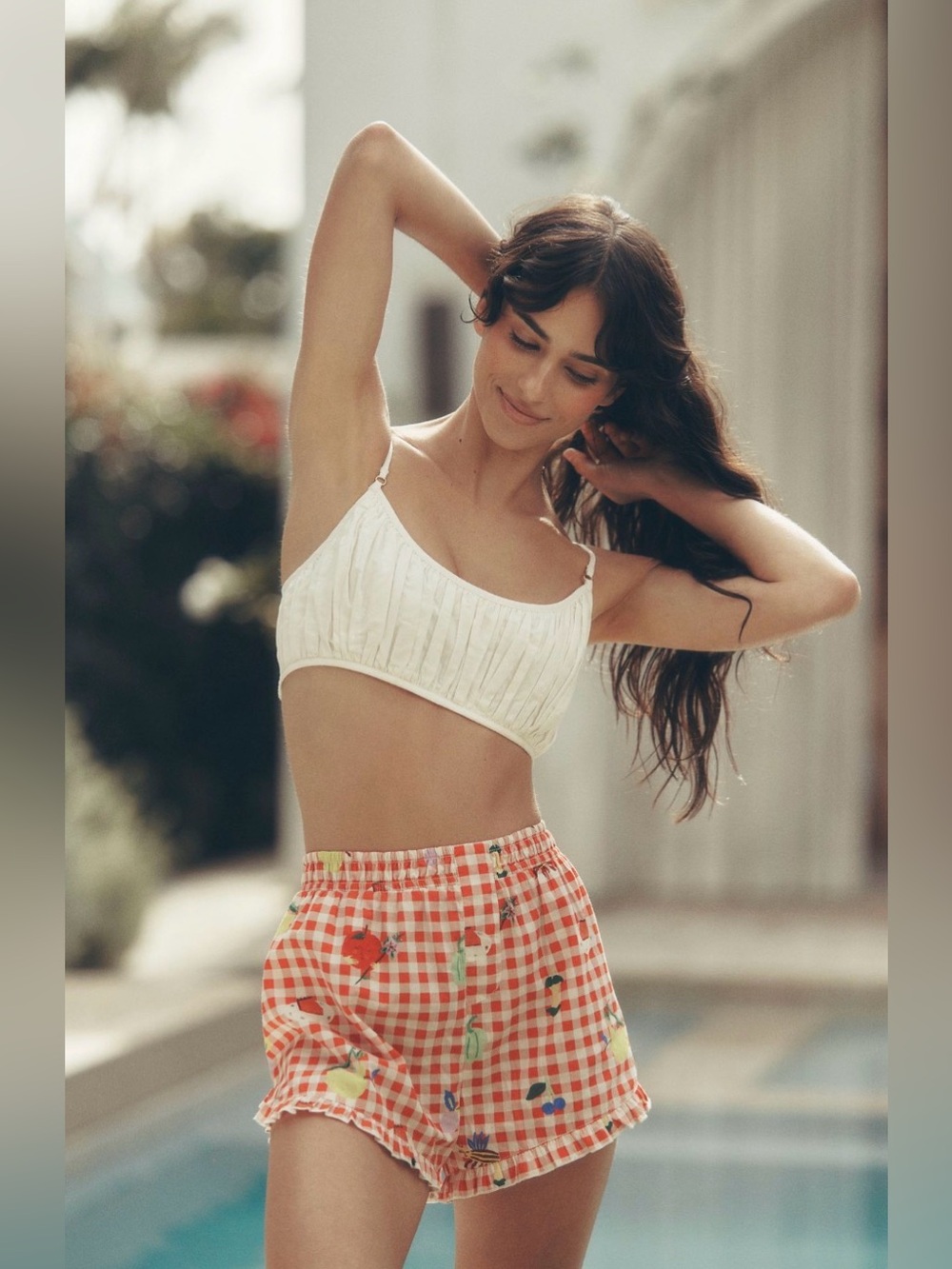 Anthropologie LyreBird Emily Isabella Dolphin Shorts in Red Pattern 🐟🍅
